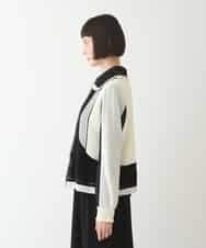 RLFAX15420 HIROKO BIS GRANDE(ヒロコ ビス グランデ) フェザーヤーンジャカードニットカーディガン ブラック