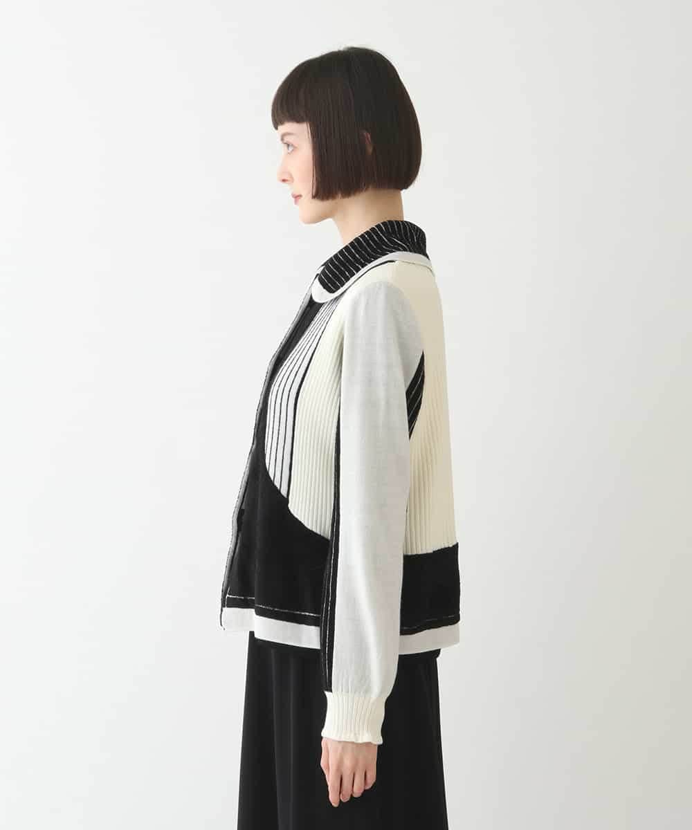 RLFAX15420 HIROKO BIS GRANDE(ヒロコ ビス グランデ) フェザーヤーンジャカードニットカーディガン ブラック