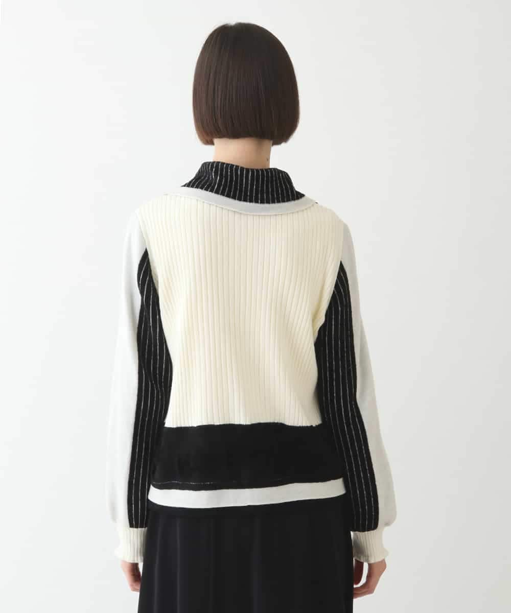 RLFAX15420 HIROKO BIS GRANDE(ヒロコ ビス グランデ) フェザーヤーンジャカードニットカーディガン ブラック