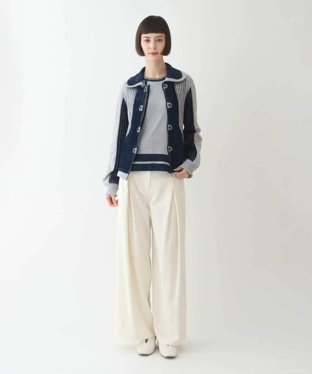 RLFAX15420 HIROKO BIS GRANDE(ヒロコ ビス グランデ) フェザーヤーンジャカードニットカーディガン ブラック