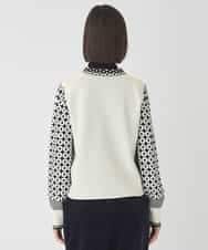 RLFCE80420 HIROKO BIS GRANDE(ヒロコ ビス グランデ) 【大きいサイズ】ジャカード×インターシャ幾何柄ニットカーディガン アイボリー