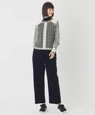 RLFCE80420 HIROKO BIS GRANDE(ヒロコ ビス グランデ) 【大きいサイズ】ジャカード×インターシャ幾何柄ニットカーディガン アイボリー