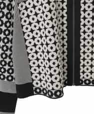 RLFCE80420 HIROKO BIS GRANDE(ヒロコ ビス グランデ) 【大きいサイズ】ジャカード×インターシャ幾何柄ニットカーディガン ブラック