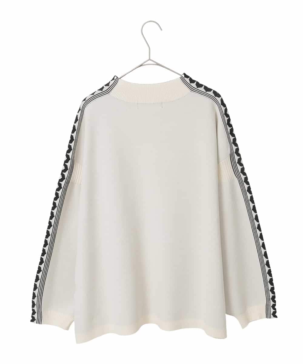 RLFCE81360 HIROKO BIS GRANDE(ヒロコ ビス グランデ) 【大きいサイズ】ジャカード×インターシャ幾何柄ニットプルオーバー アイボリー