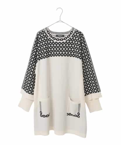 RLFCE82390 HIROKO BIS GRANDE 【大きいサイズ】ジャカード×インターシャ幾何柄チュニック