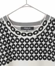 RLFCE82390 HIROKO BIS GRANDE(ヒロコ ビス グランデ) 【大きいサイズ】ジャカード×インターシャ幾何柄チュニック アイボリー