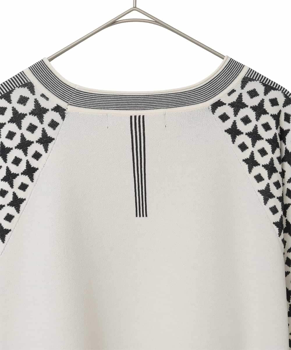 RLFCE82390 HIROKO BIS GRANDE(ヒロコ ビス グランデ) 【大きいサイズ】ジャカード×インターシャ幾何柄チュニック アイボリー