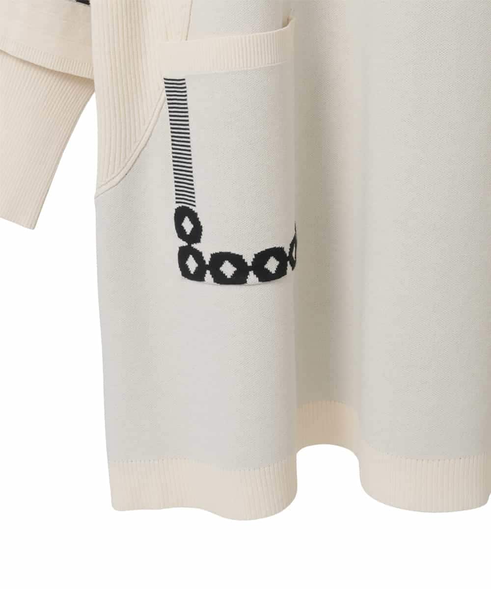 RLFCE82390 HIROKO BIS GRANDE(ヒロコ ビス グランデ) 【大きいサイズ】ジャカード×インターシャ幾何柄チュニック アイボリー