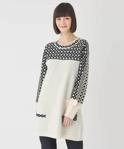 RLFCE82390 HIROKO BIS GRANDE 【大きいサイズ】ジャカード×インターシャ幾何柄チュニック