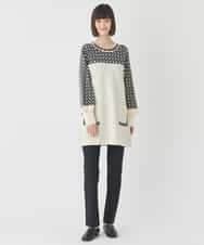 RLFCE82390 HIROKO BIS GRANDE(ヒロコ ビス グランデ) 【大きいサイズ】ジャカード×インターシャ幾何柄チュニック アイボリー