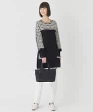 RLFCE82390 HIROKO BIS GRANDE(ヒロコ ビス グランデ) 【大きいサイズ】ジャカード×インターシャ幾何柄チュニック アイボリー