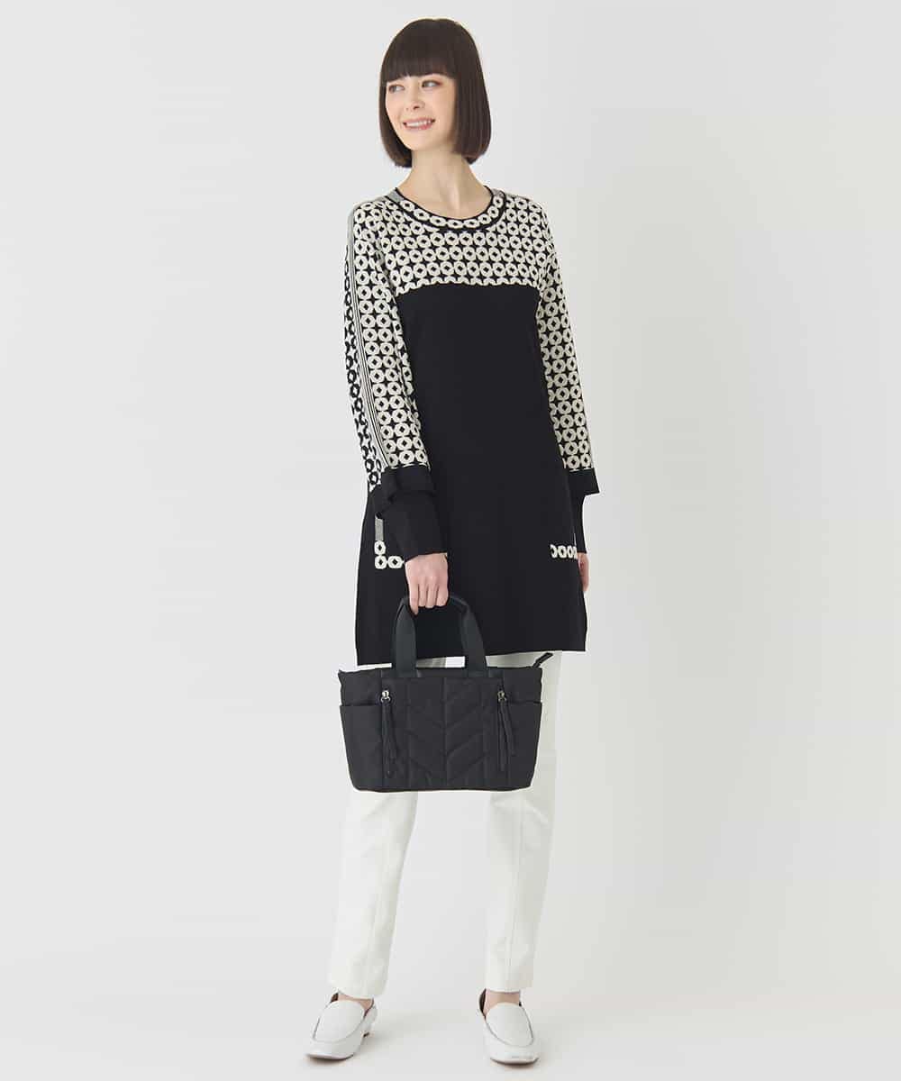 RLFCE82390 HIROKO BIS GRANDE(ヒロコ ビス グランデ) 【大きいサイズ】ジャカード×インターシャ幾何柄チュニック アイボリー