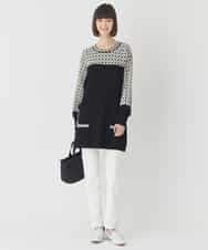 RLFCE82390 HIROKO BIS GRANDE(ヒロコ ビス グランデ) 【大きいサイズ】ジャカード×インターシャ幾何柄チュニック アイボリー