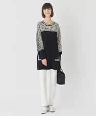 RLFCE82390 HIROKO BIS GRANDE(ヒロコ ビス グランデ) 【大きいサイズ】ジャカード×インターシャ幾何柄チュニック アイボリー