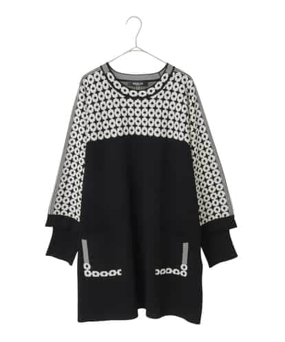 RLFCE82390 HIROKO BIS GRANDE 【大きいサイズ】ジャカード×インターシャ幾何柄チュニック