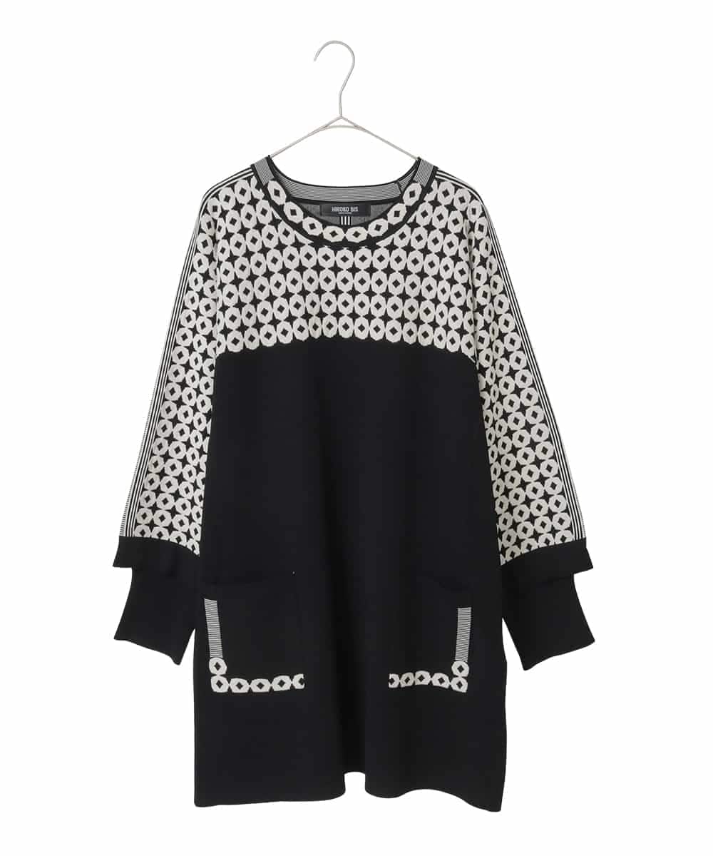 RLFCE82390 HIROKO BIS GRANDE 【大きいサイズ】ジャカード×インターシャ幾何柄チュニック