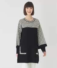 RLFCE82390 HIROKO BIS GRANDE(ヒロコ ビス グランデ) 【大きいサイズ】ジャカード×インターシャ幾何柄チュニック ブラック