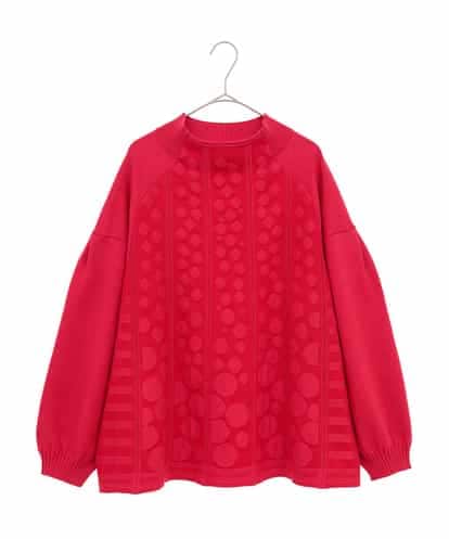 RLFCE85320 HIROKO BIS GRANDE 【大きいサイズ】ボリュームスリーブドットジャカードニットトップ