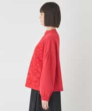 RLFCE85320 HIROKO BIS GRANDE(ヒロコ ビス グランデ) 【大きいサイズ】ボリュームスリーブドットジャカードニットトップ レッド