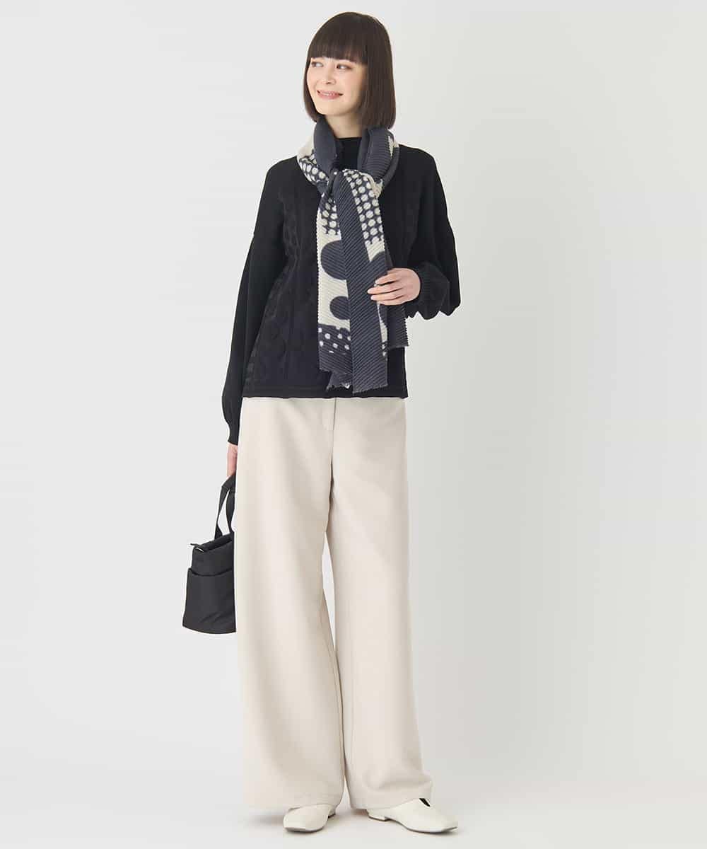 RLFCE85320 HIROKO BIS GRANDE(ヒロコ ビス グランデ) 【大きいサイズ】ボリュームスリーブドットジャカードニットトップ レッド