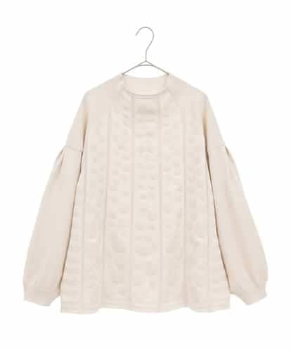 RLFCE85320 HIROKO BIS GRANDE 【大きいサイズ】ボリュームスリーブドットジャカードニットトップ