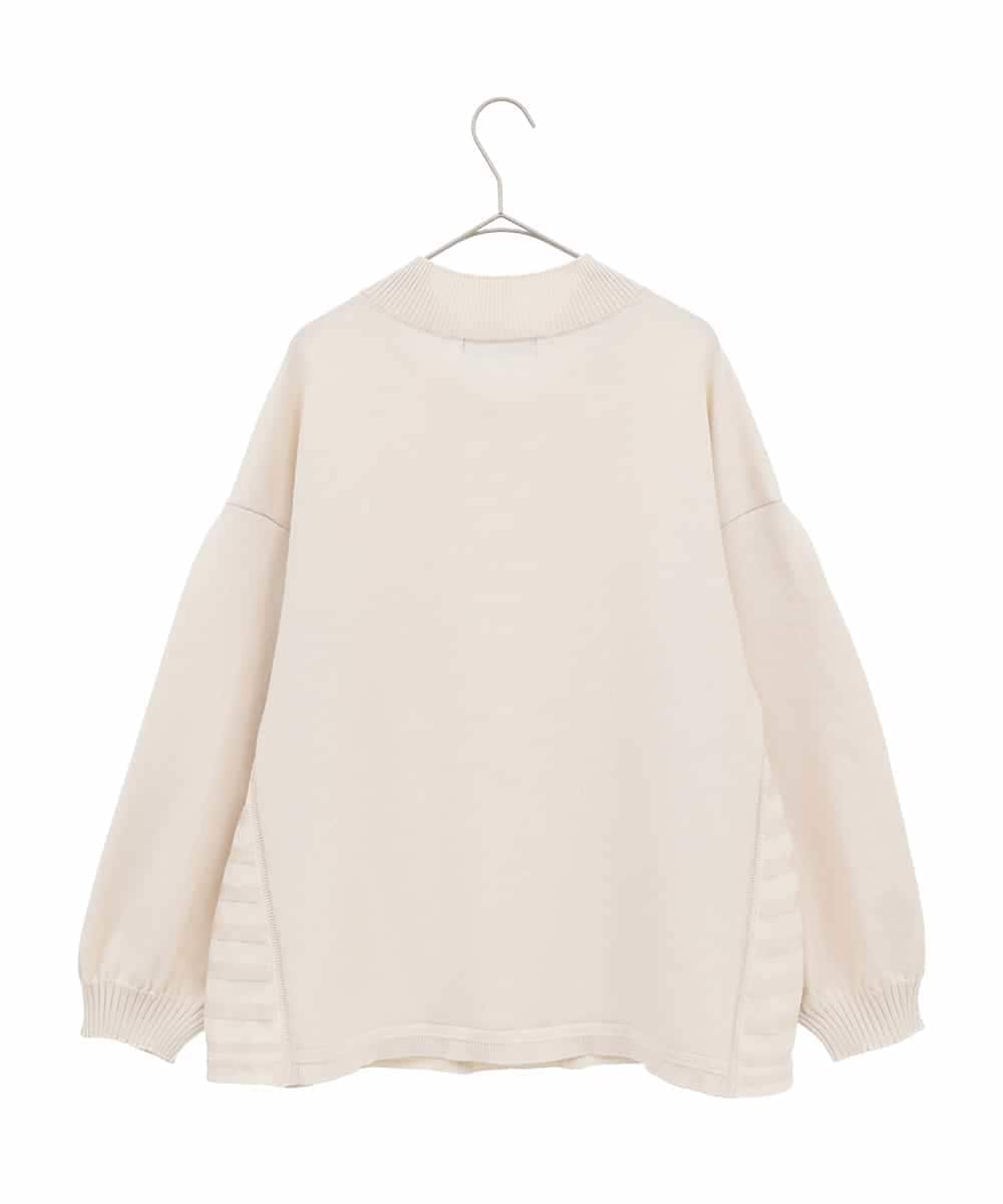 RLFCE85320 HIROKO BIS GRANDE(ヒロコ ビス グランデ) 【大きいサイズ】ボリュームスリーブドットジャカードニットトップ アイボリー