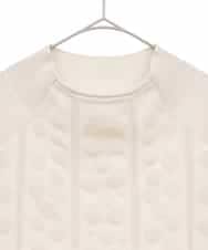 RLFCE85320 HIROKO BIS GRANDE(ヒロコ ビス グランデ) 【大きいサイズ】ボリュームスリーブドットジャカードニットトップ アイボリー