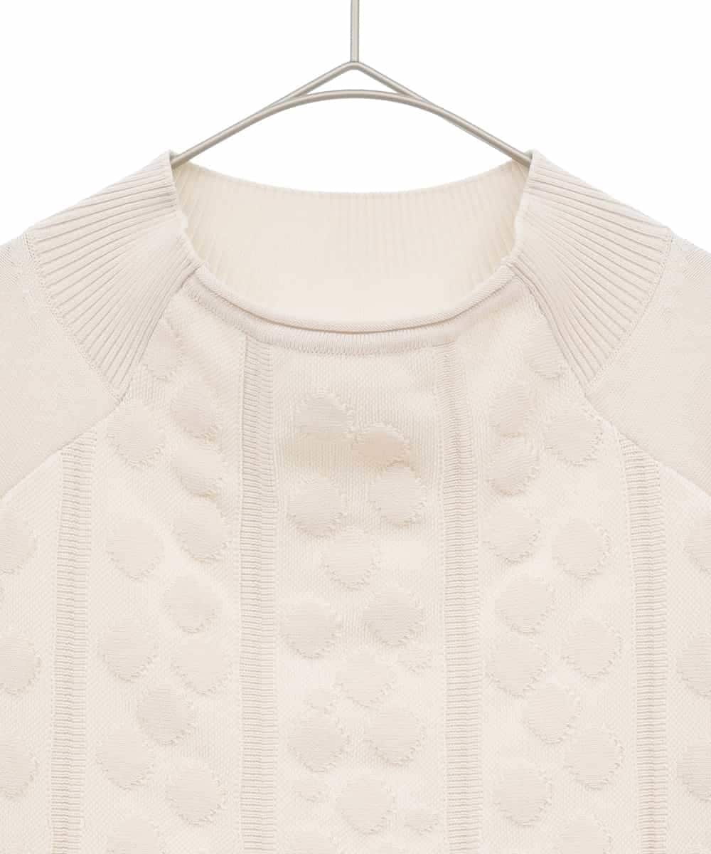 RLFCE85320 HIROKO BIS GRANDE(ヒロコ ビス グランデ) 【大きいサイズ】ボリュームスリーブドットジャカードニットトップ アイボリー