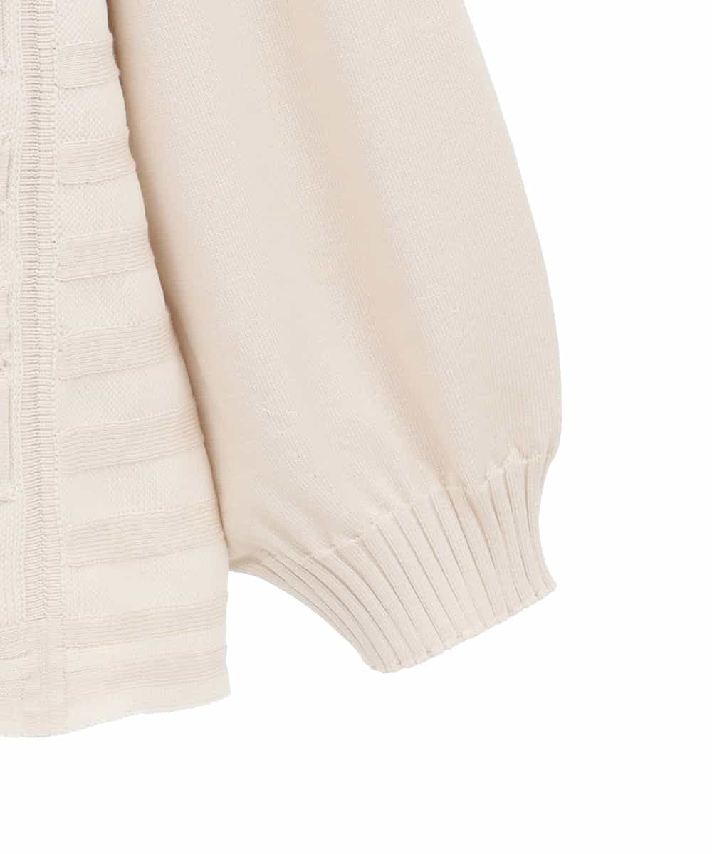 RLFCE85320 HIROKO BIS GRANDE(ヒロコ ビス グランデ) 【大きいサイズ】ボリュームスリーブドットジャカードニットトップ アイボリー