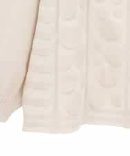 RLFCE85320 HIROKO BIS GRANDE(ヒロコ ビス グランデ) 【大きいサイズ】ボリュームスリーブドットジャカードニットトップ アイボリー