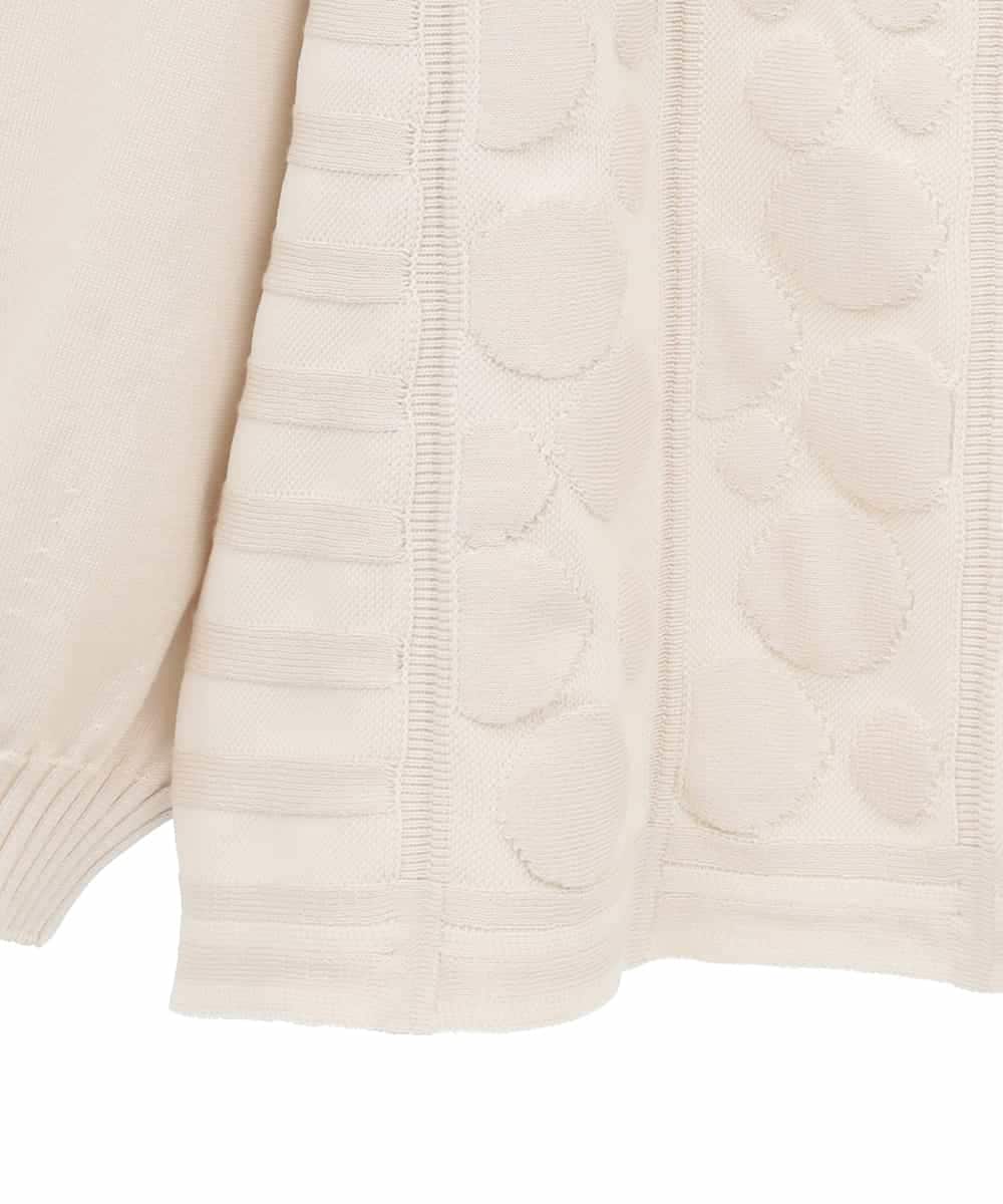 RLFCE85320 HIROKO BIS GRANDE(ヒロコ ビス グランデ) 【大きいサイズ】ボリュームスリーブドットジャカードニットトップ アイボリー