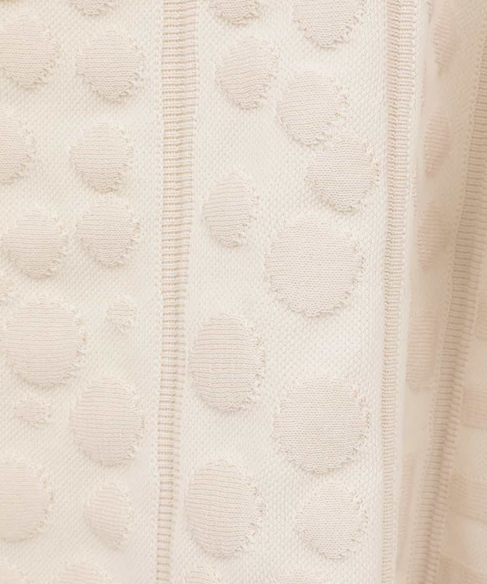 RLFCE85320 HIROKO BIS GRANDE(ヒロコ ビス グランデ) 【大きいサイズ】ボリュームスリーブドットジャカードニットトップ アイボリー