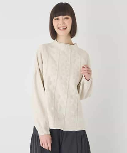 RLFCE85320 HIROKO BIS GRANDE 【大きいサイズ】ボリュームスリーブドットジャカードニットトップ