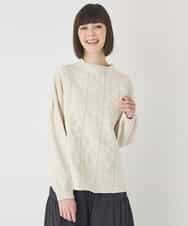 RLFCE85320 HIROKO BIS GRANDE(ヒロコ ビス グランデ) 【大きいサイズ】ボリュームスリーブドットジャカードニットトップ アイボリー