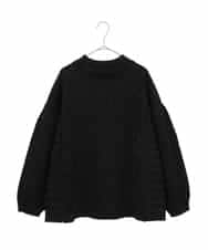 RLFCE85320 HIROKO BIS GRANDE(ヒロコ ビス グランデ) 【大きいサイズ】ボリュームスリーブドットジャカードニットトップ ブラック