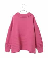 RLFCE86360 HIROKO BIS GRANDE(ヒロコ ビス グランデ) 【大きいサイズ】バルキーニットデザインプルオーバー ピンク