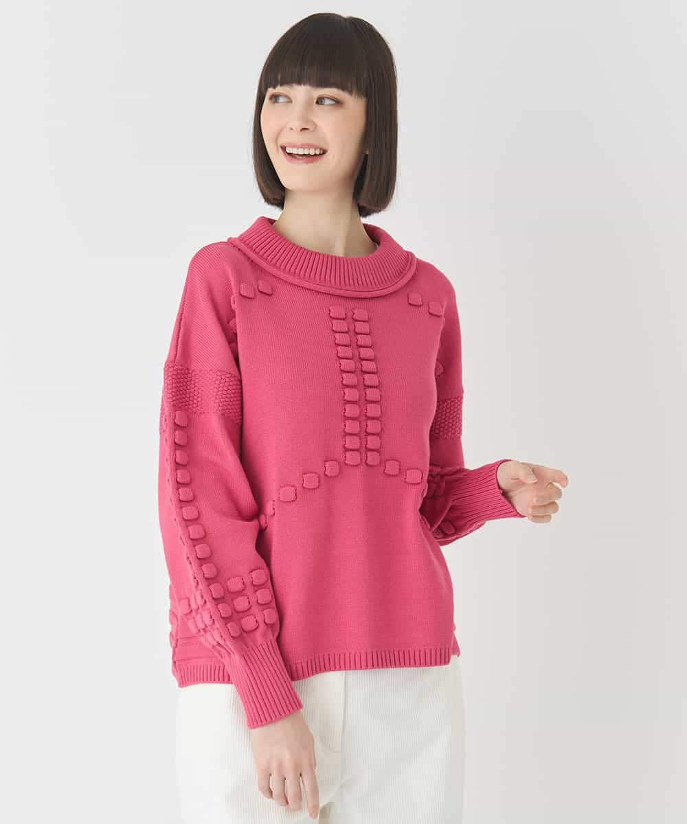 RLFCE86360 HIROKO BIS GRANDE(ヒロコ ビス グランデ) 【大きいサイズ】バルキーニットデザインプルオーバー ピンク