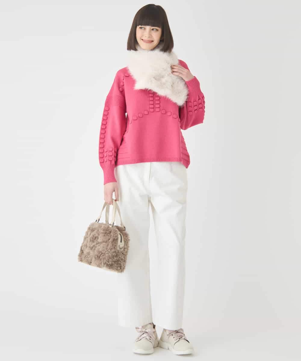 RLFCE86360 HIROKO BIS GRANDE(ヒロコ ビス グランデ) 【大きいサイズ】バルキーニットデザインプルオーバー ピンク