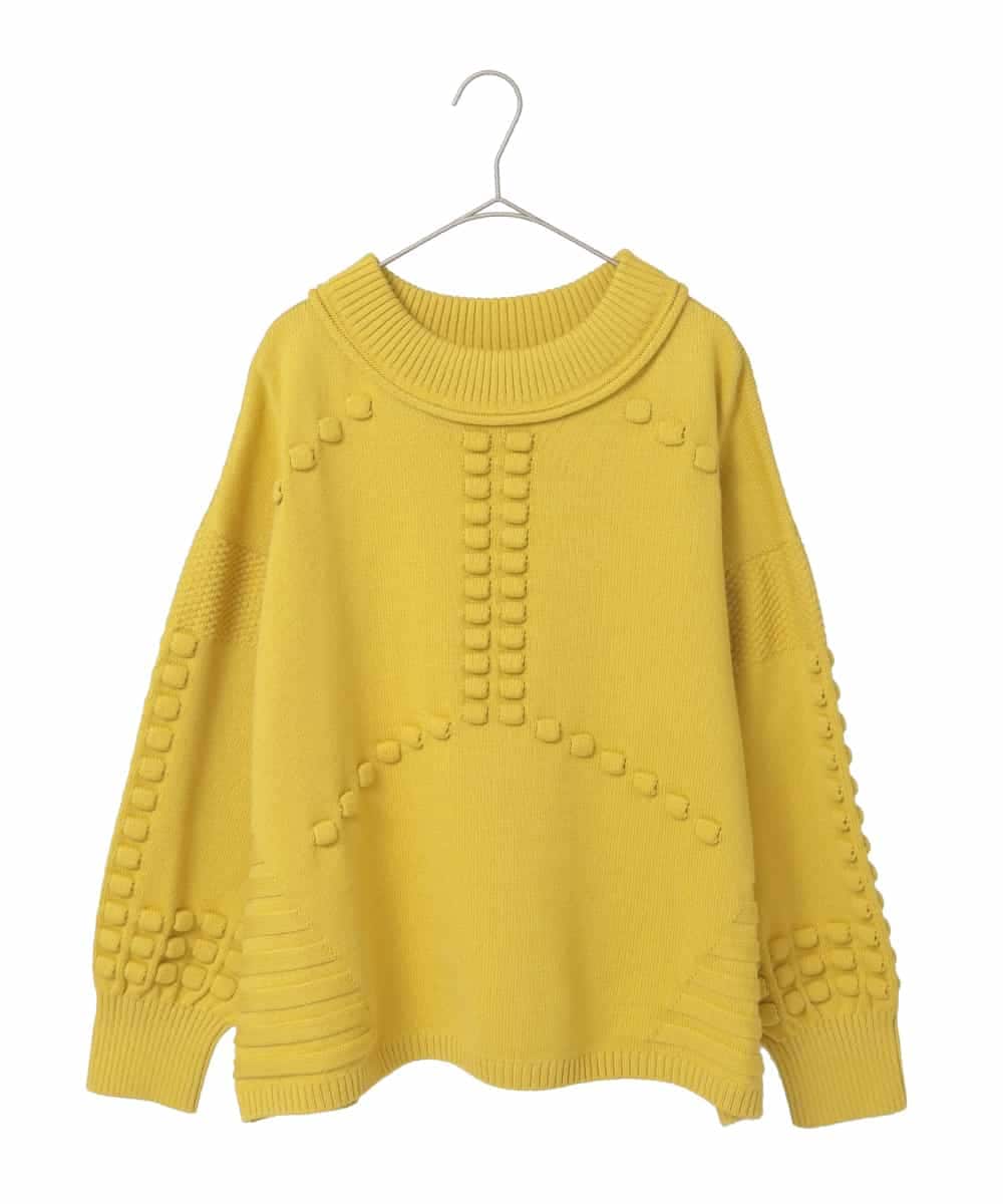 RLFCE86360 HIROKO BIS GRANDE(ヒロコ ビス グランデ) 【大きいサイズ】バルキーニットデザインプルオーバー イエロー