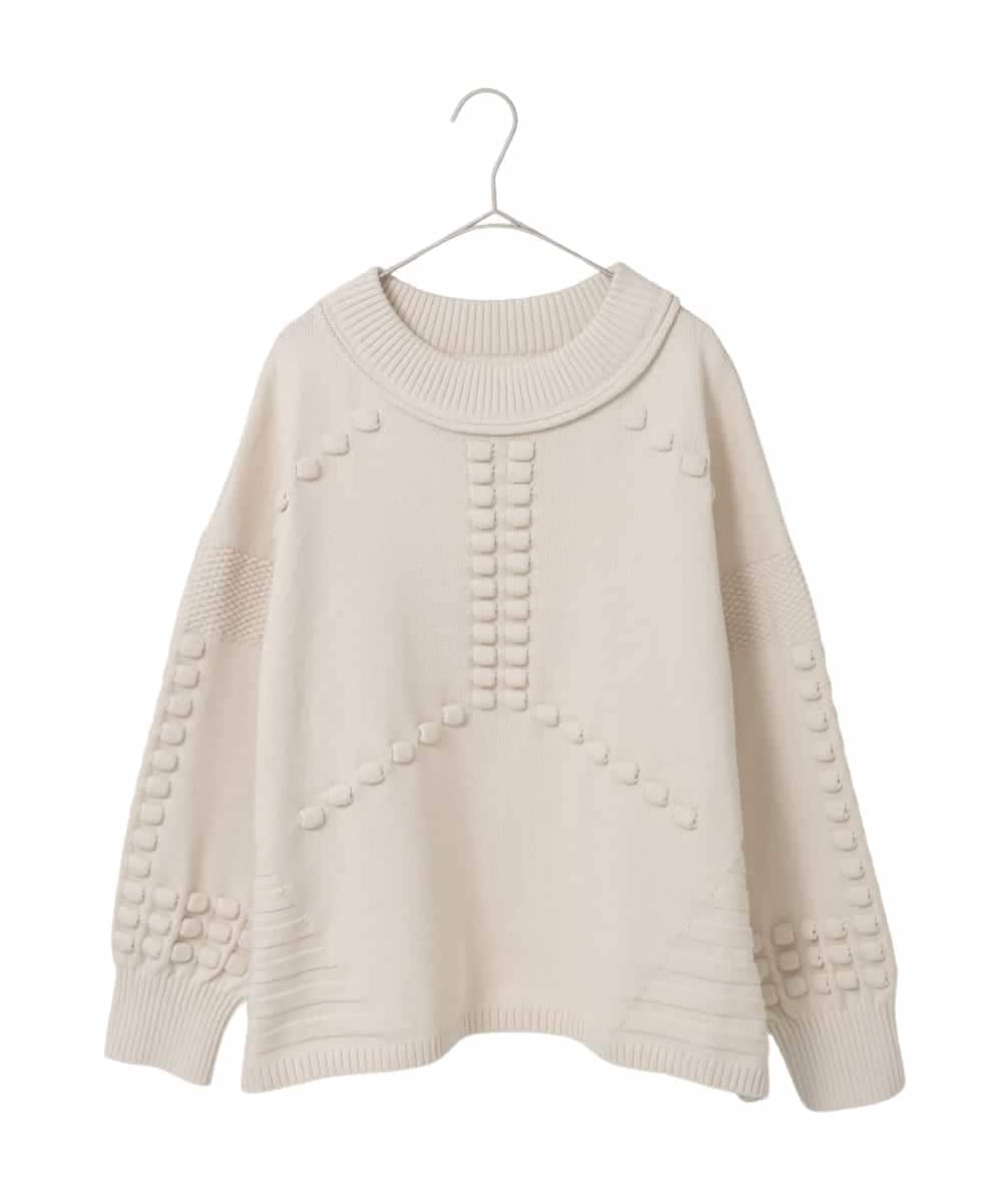RLFCE86360 HIROKO BIS GRANDE(ヒロコ ビス グランデ) 【大きいサイズ】バルキーニットデザインプルオーバー アイボリー