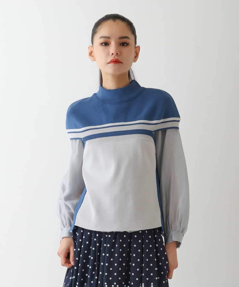 RLFDA11300 HIROKO BIS GRANDE(ヒロコ ビス グランデ) 【大きいサイズ】カラーブロッキングニットジレ ベージュ