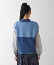 RLFDA11300 HIROKO BIS GRANDE(ヒロコ ビス グランデ) 【大きいサイズ】カラーブロッキングニットジレ ベージュ