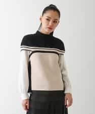 RLFDA11300 HIROKO BIS GRANDE(ヒロコ ビス グランデ) 【大きいサイズ】カラーブロッキングニットジレ ベージュ