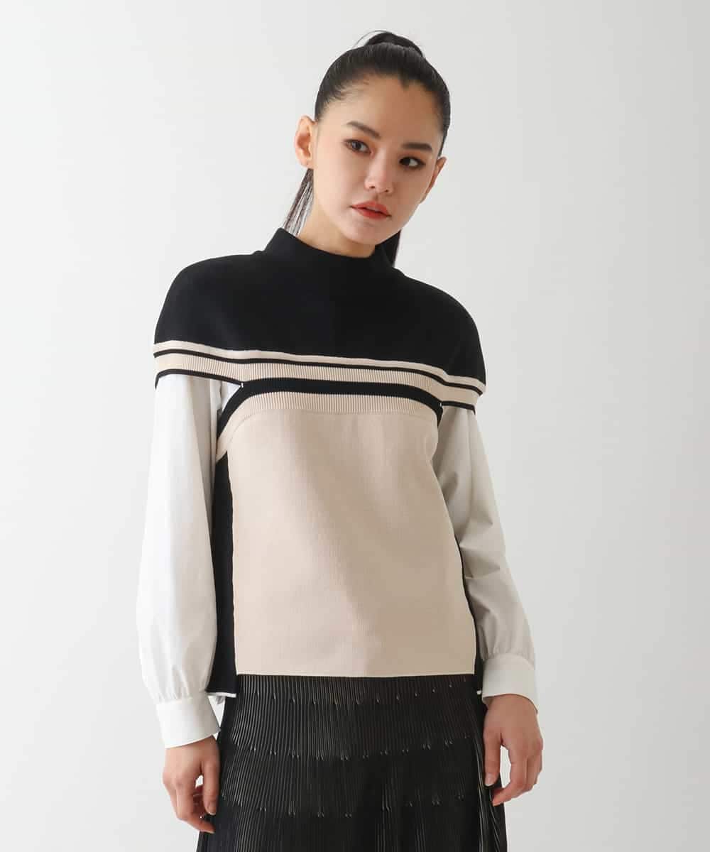 RLFDA11300 HIROKO BIS GRANDE(ヒロコ ビス グランデ) 【大きいサイズ】カラーブロッキングニットジレ ベージュ