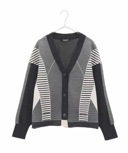 RLFDD01360 HIROKO BIS GRANDE 【大きいサイズ】ボーダーミックスニットカーディガン