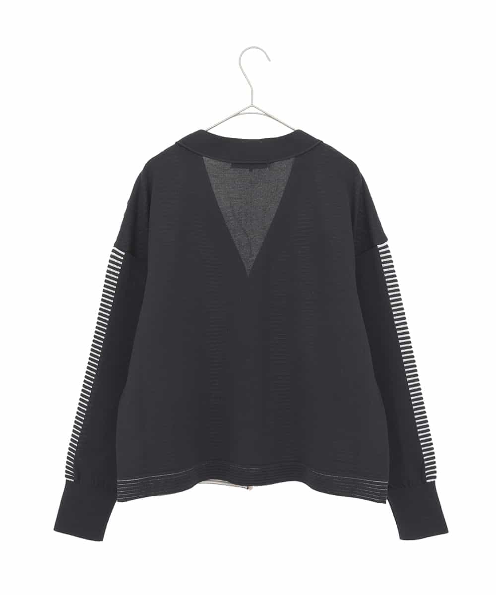 RLFDD01360 HIROKO BIS GRANDE(ヒロコ ビス グランデ) 【大きいサイズ】ボーダーミックスニットカーディガン ネイビー