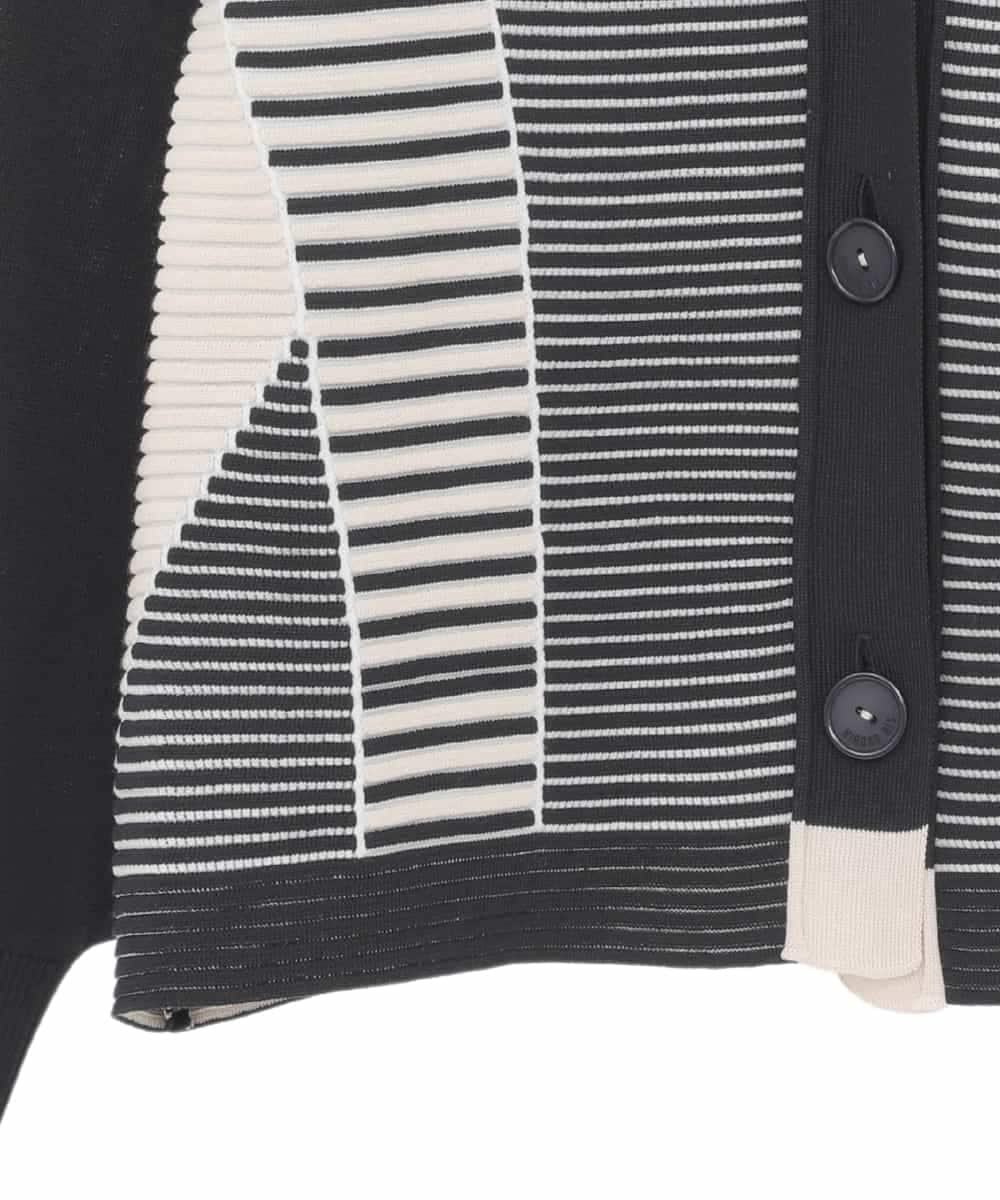 RLFDD01360 HIROKO BIS GRANDE(ヒロコ ビス グランデ) 【大きいサイズ】ボーダーミックスニットカーディガン ネイビー