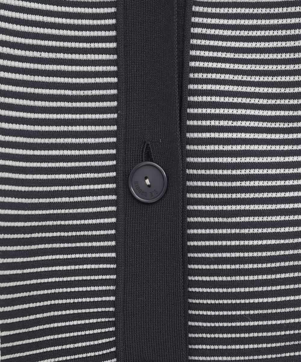 RLFDD01360 HIROKO BIS GRANDE(ヒロコ ビス グランデ) 【大きいサイズ】ボーダーミックスニットカーディガン ネイビー