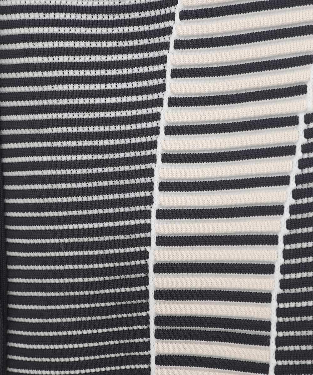 RLFDD01360 HIROKO BIS GRANDE(ヒロコ ビス グランデ) 【大きいサイズ】ボーダーミックスニットカーディガン ネイビー