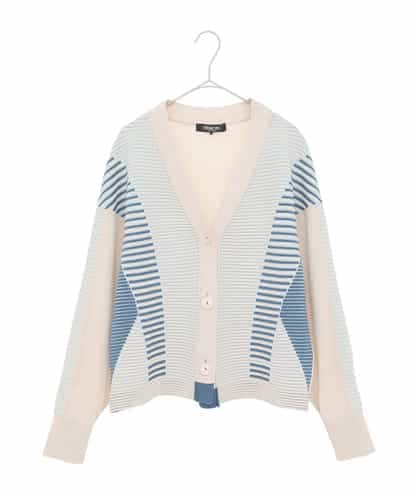 RLFDD01360 HIROKO BIS GRANDE 【大きいサイズ】ボーダーミックスニットカーディガン